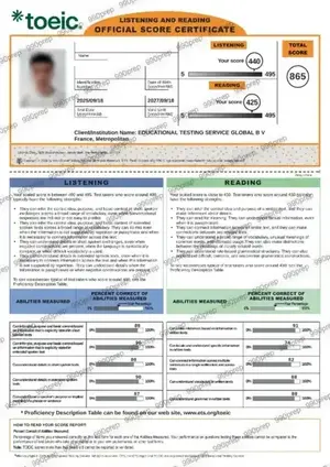 TOEIC Certificate 1
