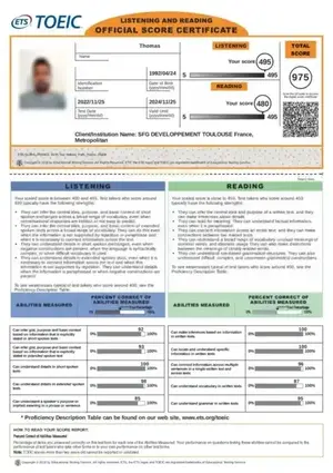 TOEIC Certificate 7