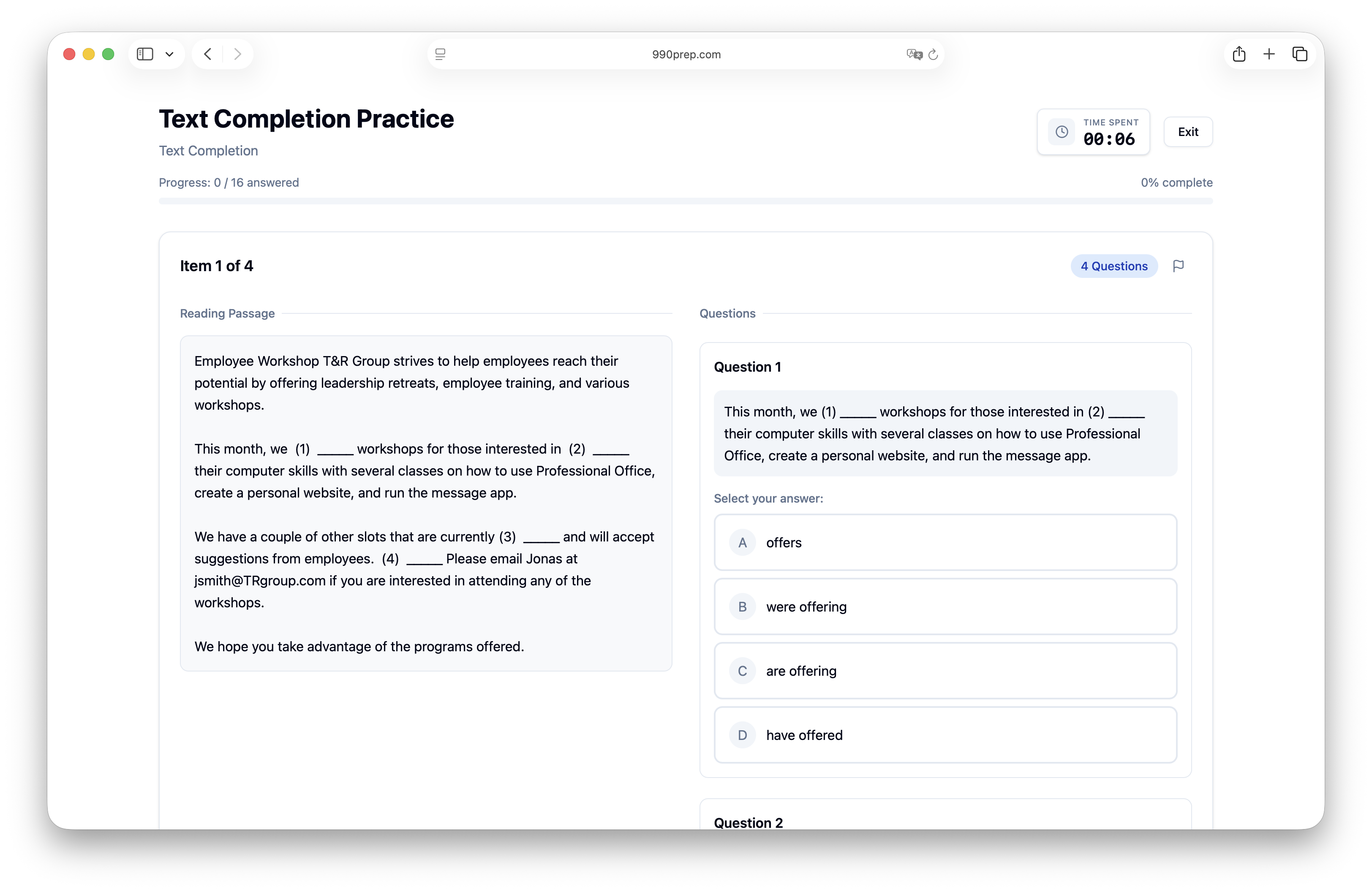 Real reading conditions