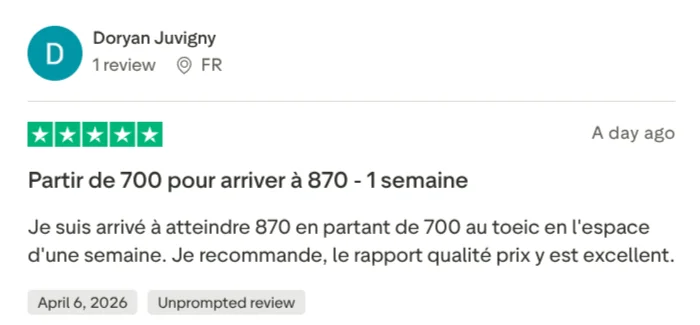 Témoignage de Doryan : de 700 à 870 au TOEIC en une semaine